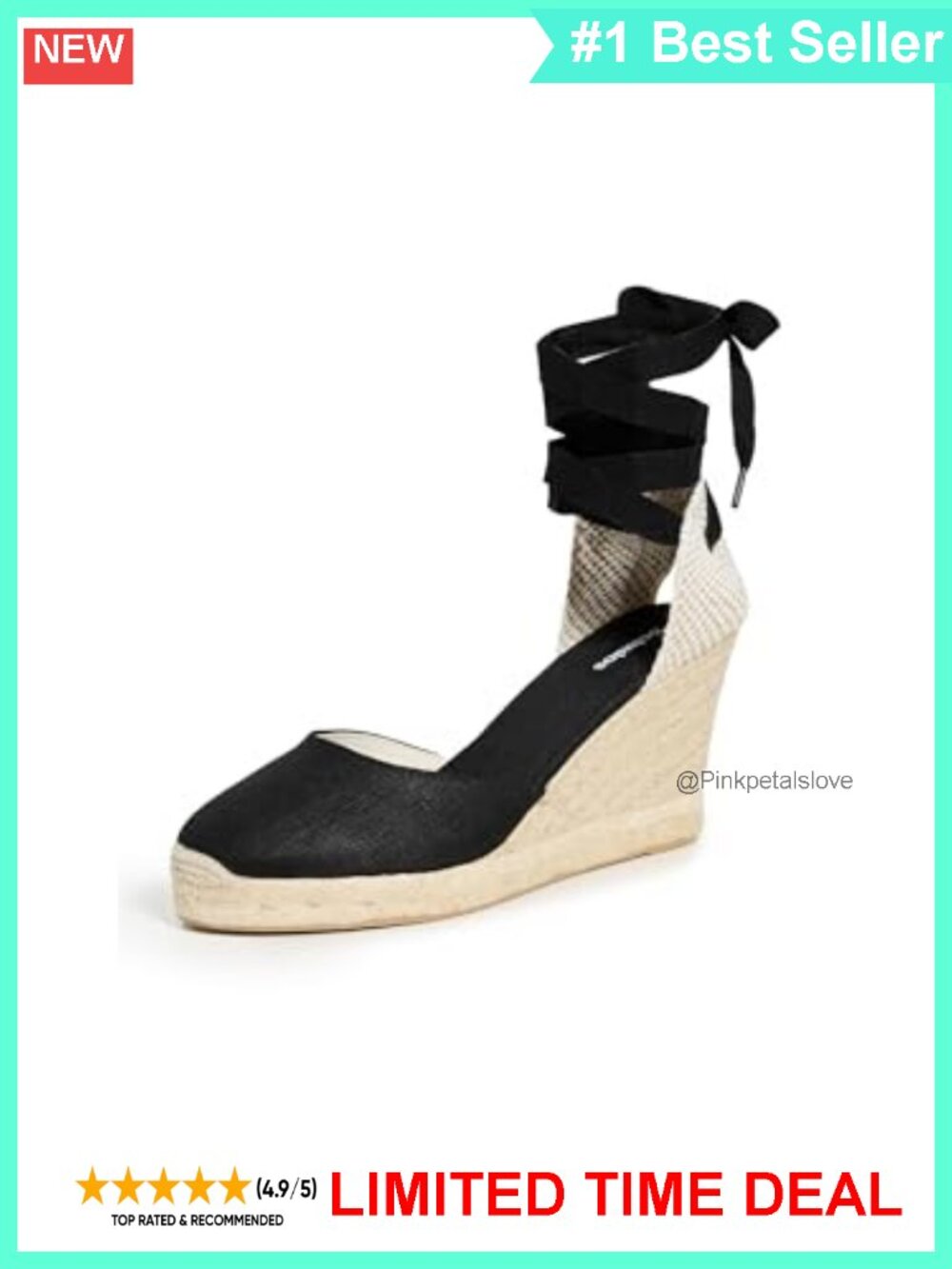 Tall Wedge Espadrilles Braided Jute Midsole Rubber Sole 3.5in Heel